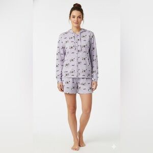 Peanuts Women Pajama Set - Lilac and White